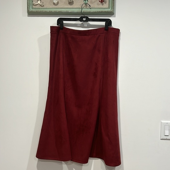 Jason Wu Faux Suede Maroon Merlot elastic waist maxi skirt plus size 1X women’s - Picture 5 of 5